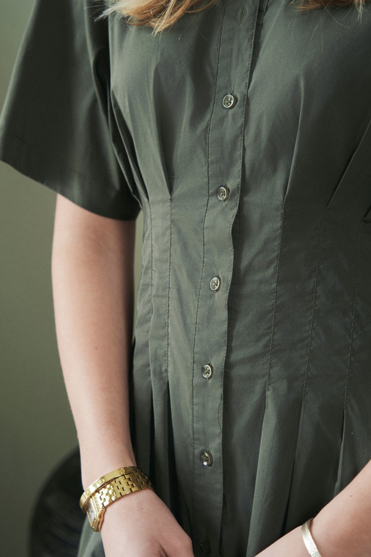 Neo Noir -  Baia Poplin Dress Army - 5