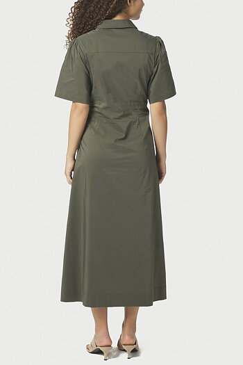 Neo Noir -  Baia Poplin Dress Army