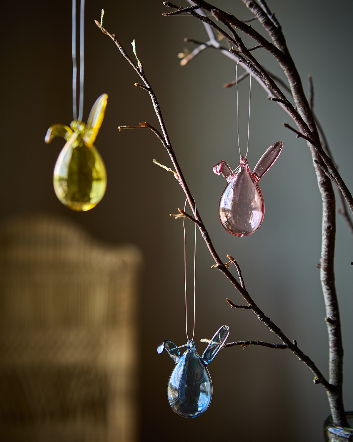 Easter Decoration - Rabbits - 3 pcs - Pink/Blue/Yellow