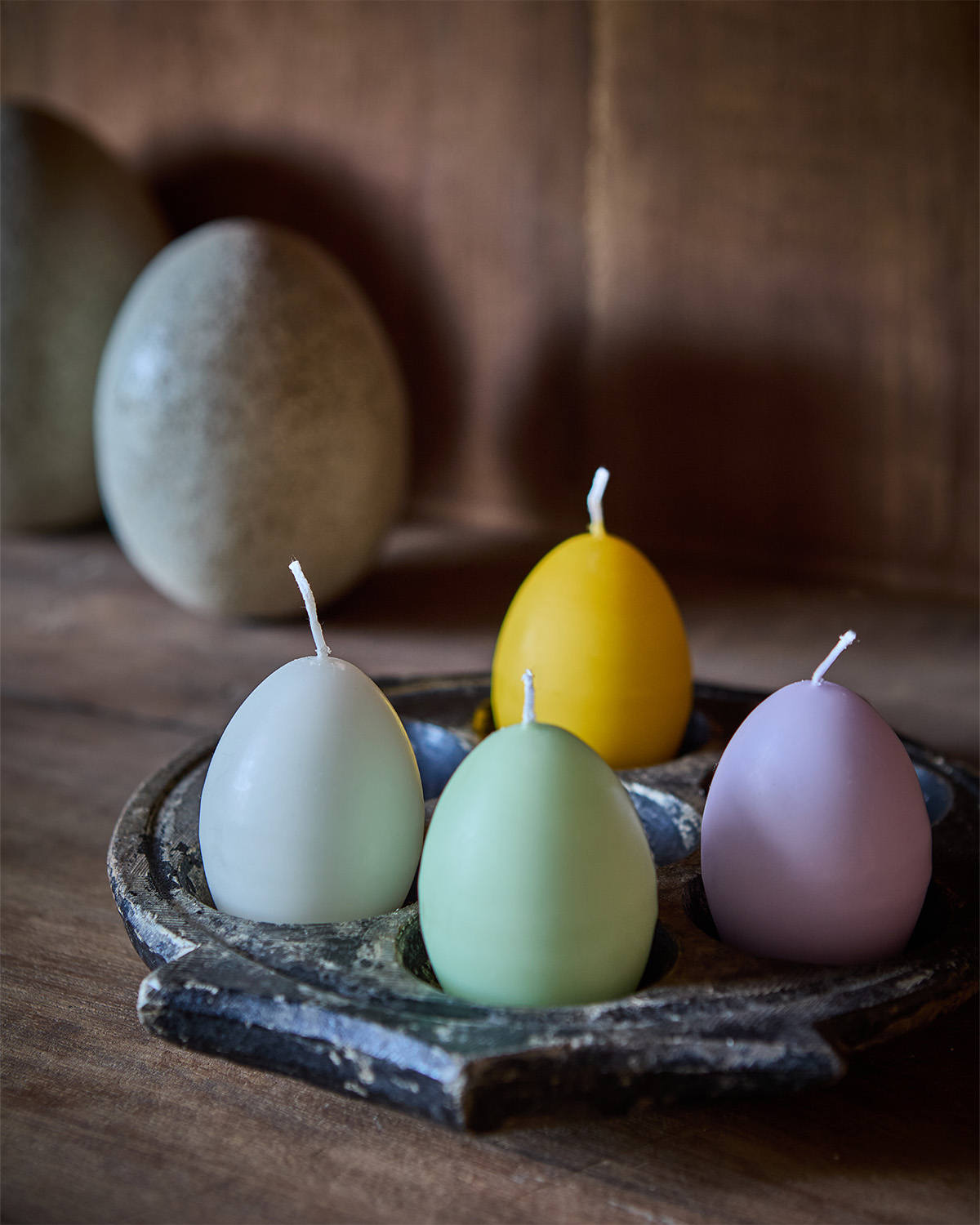 Candles - Egg candles - Hen's egg - 4-pack - Pastel - 10x9 cm