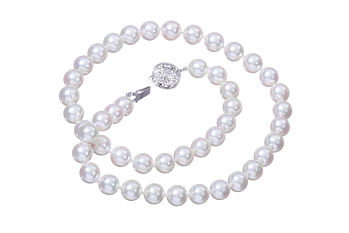 Zuchtperlenkette-Akoya in AAA-Qualität mit großen Perlen und Weißgoldverschluss 8.5–9 mm