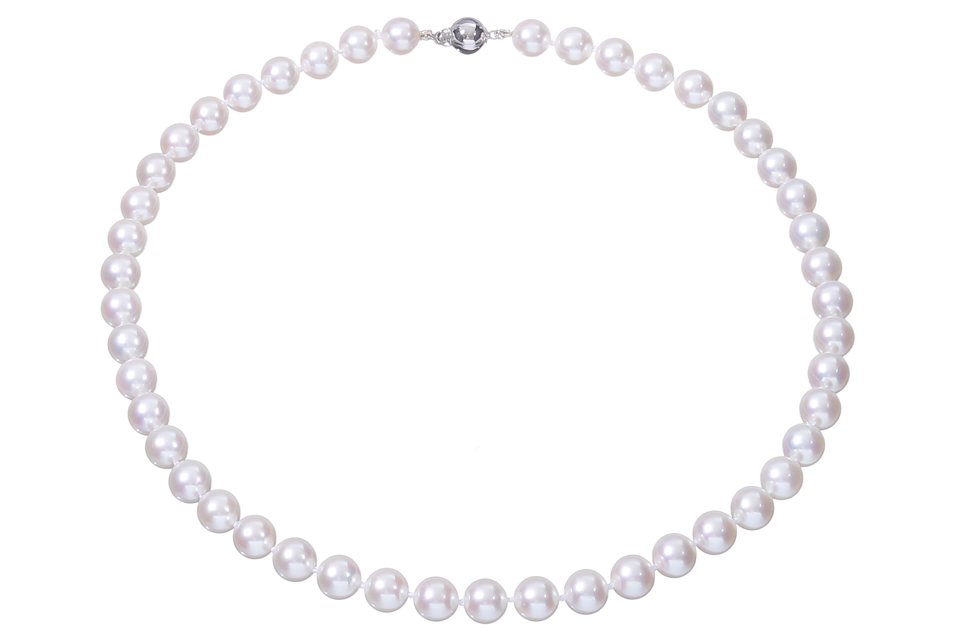 AA-Kvalitet Akoya cultured pearl collier with white gold clasp 8-8.5mm ...