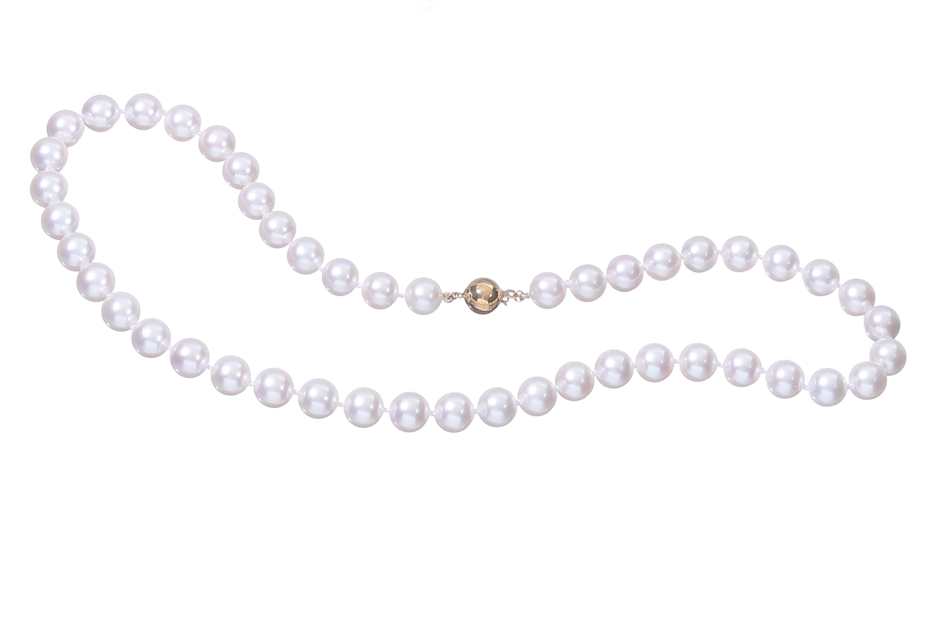 8–8.5 mm große Halskette aus Akoya-Zuchtperlen in AA-Qualität mit Goldverschluss - 3