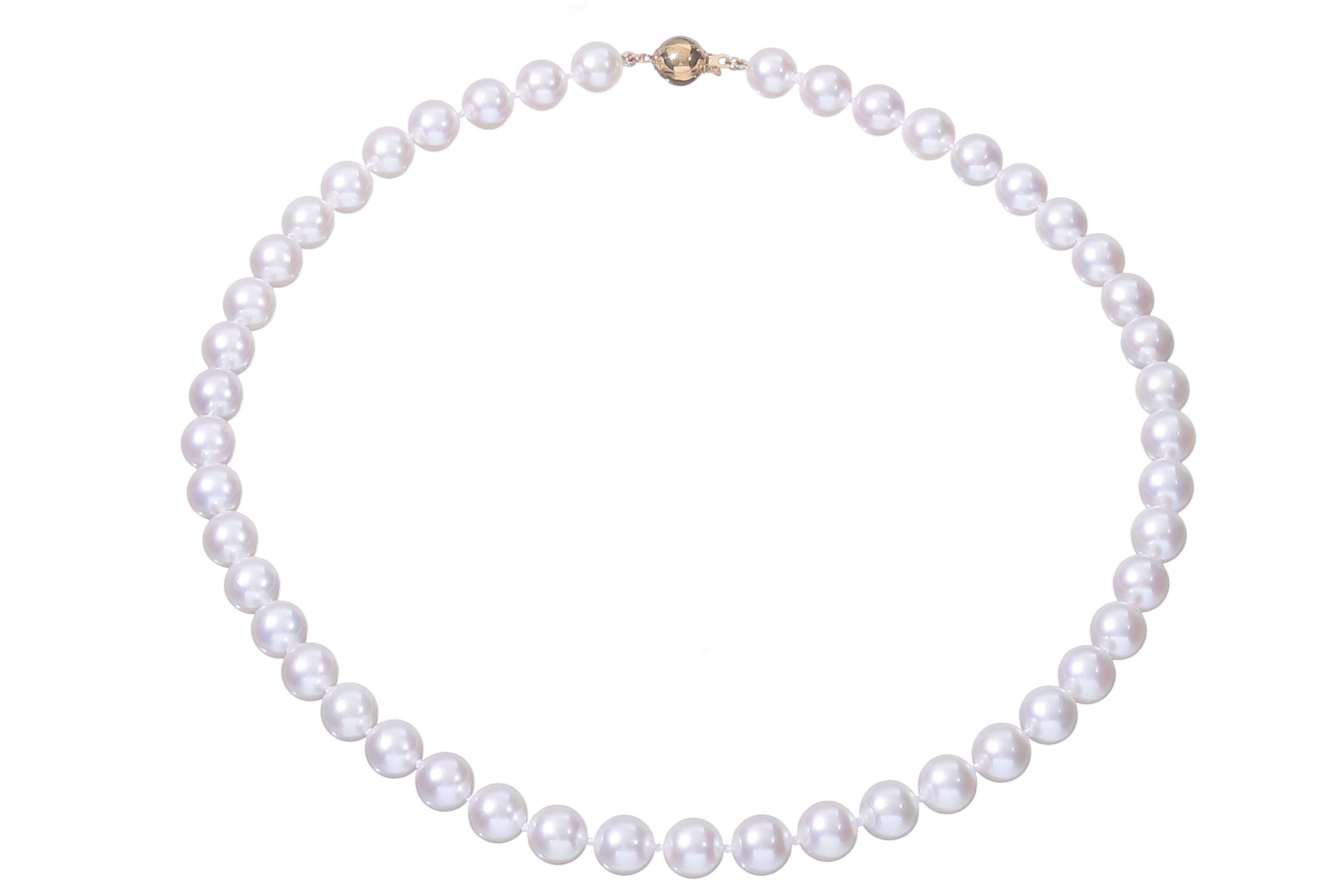 8–8.5 mm große Halskette aus Akoya-Zuchtperlen in AA-Qualität mit Goldverschluss - 4