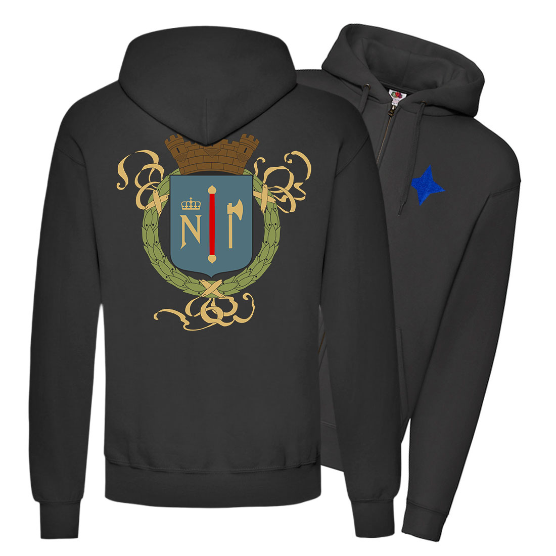 Gamla Stadsvapnet - Zip hoodie (brodyr + ryggtryck)