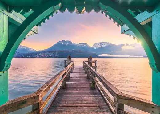 Footbridge at Lac d´Annecy, France, 1000 Bitar Ravensburger