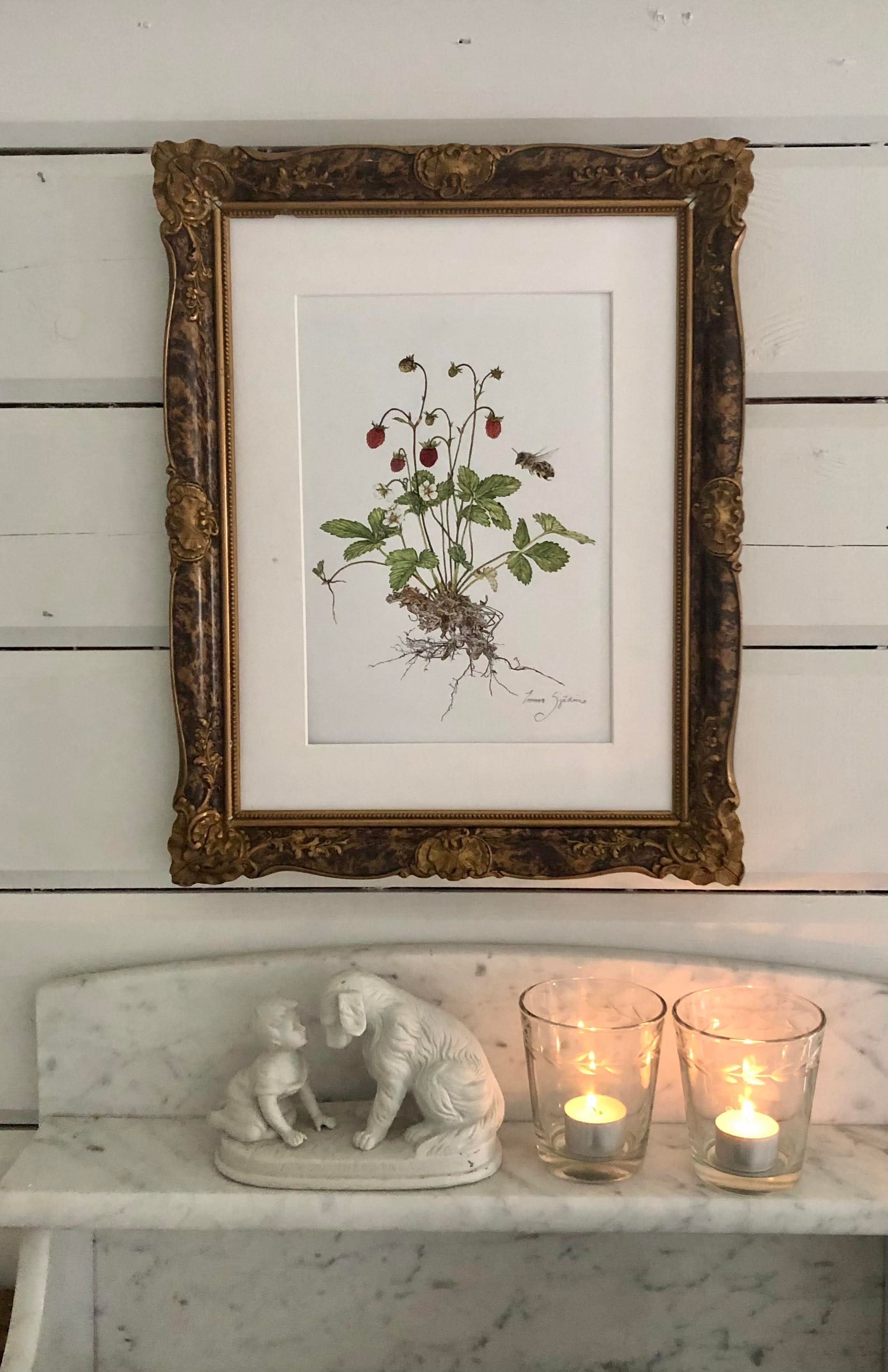 "SET" 2-PIECE ART PRINT WOODLAND STRAWBERRIES  30x40 & 21X30 - 3