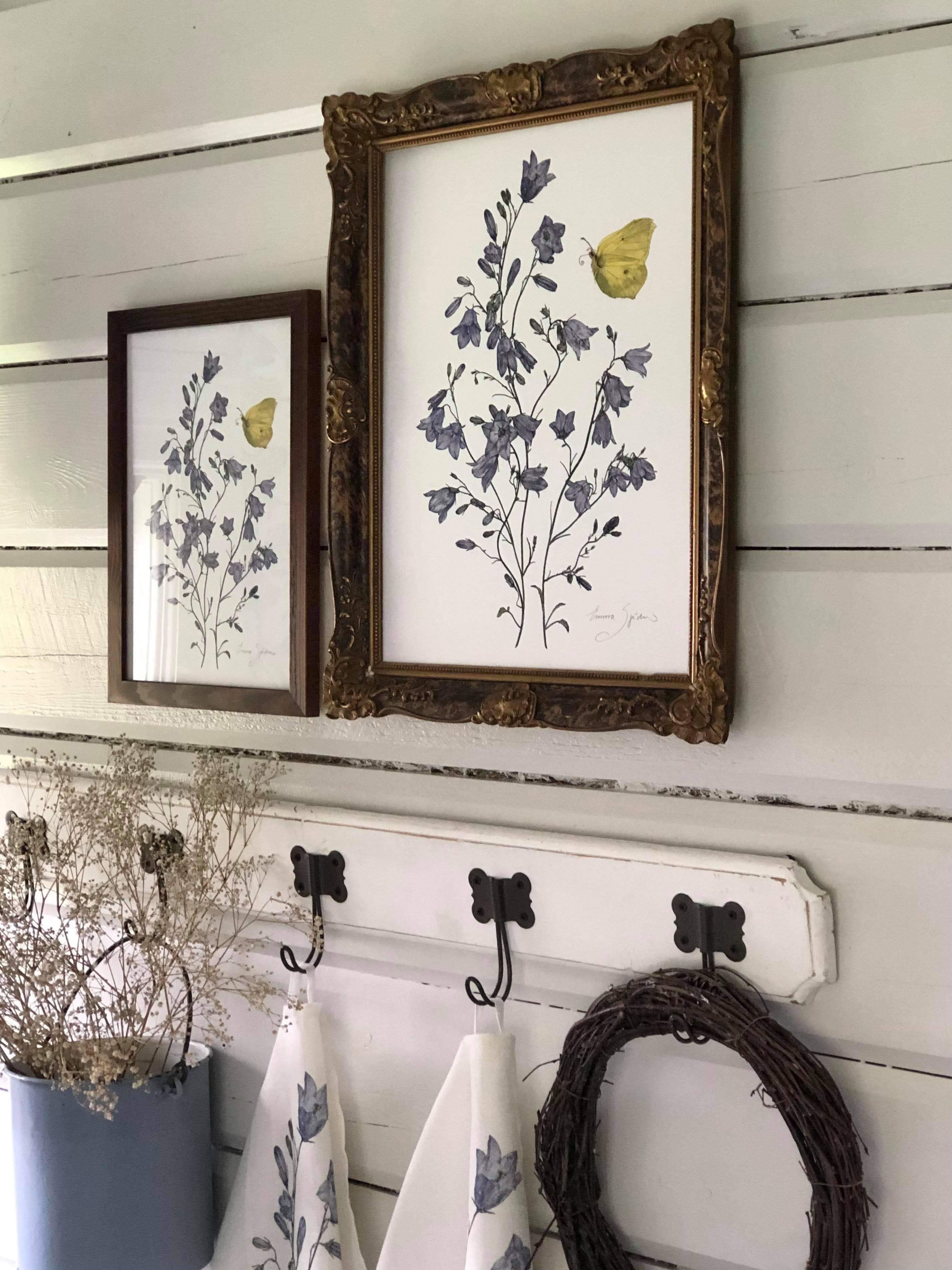 "SET" 2-PIECE ART PRINT BELLFLOWERS  30x40 & 21X30