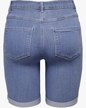 Only Rain Life Mid Long Denim Shorts Light Blue Denim
