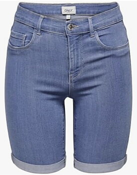 Only Rain Life Mid Long Denim Shorts Light Blue Denim