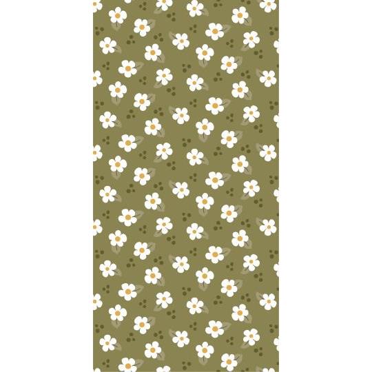 Servetter - gröna med vita blommor