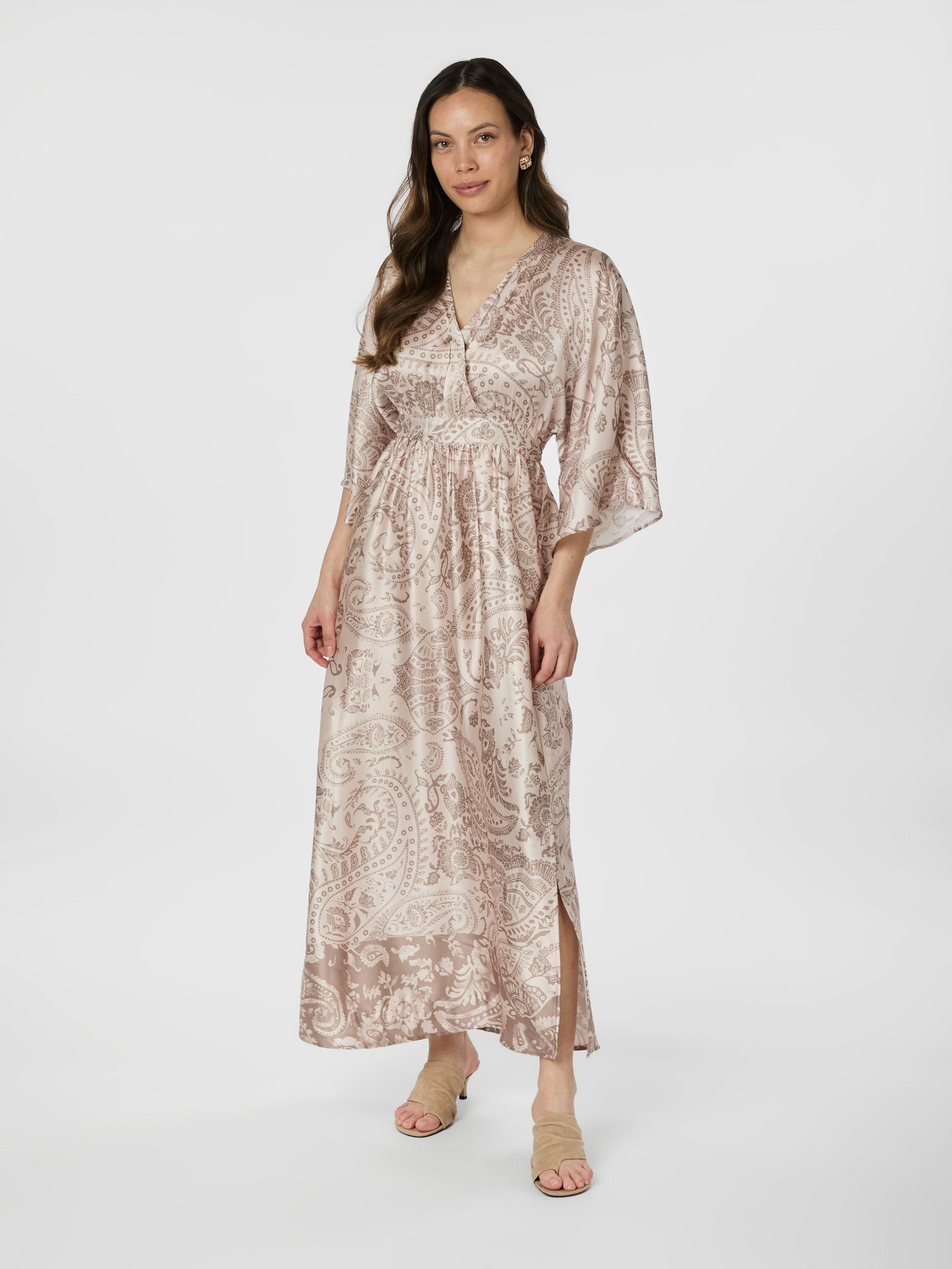 Neo Noir Reve Deco Paisley Dress, Taupe - 3