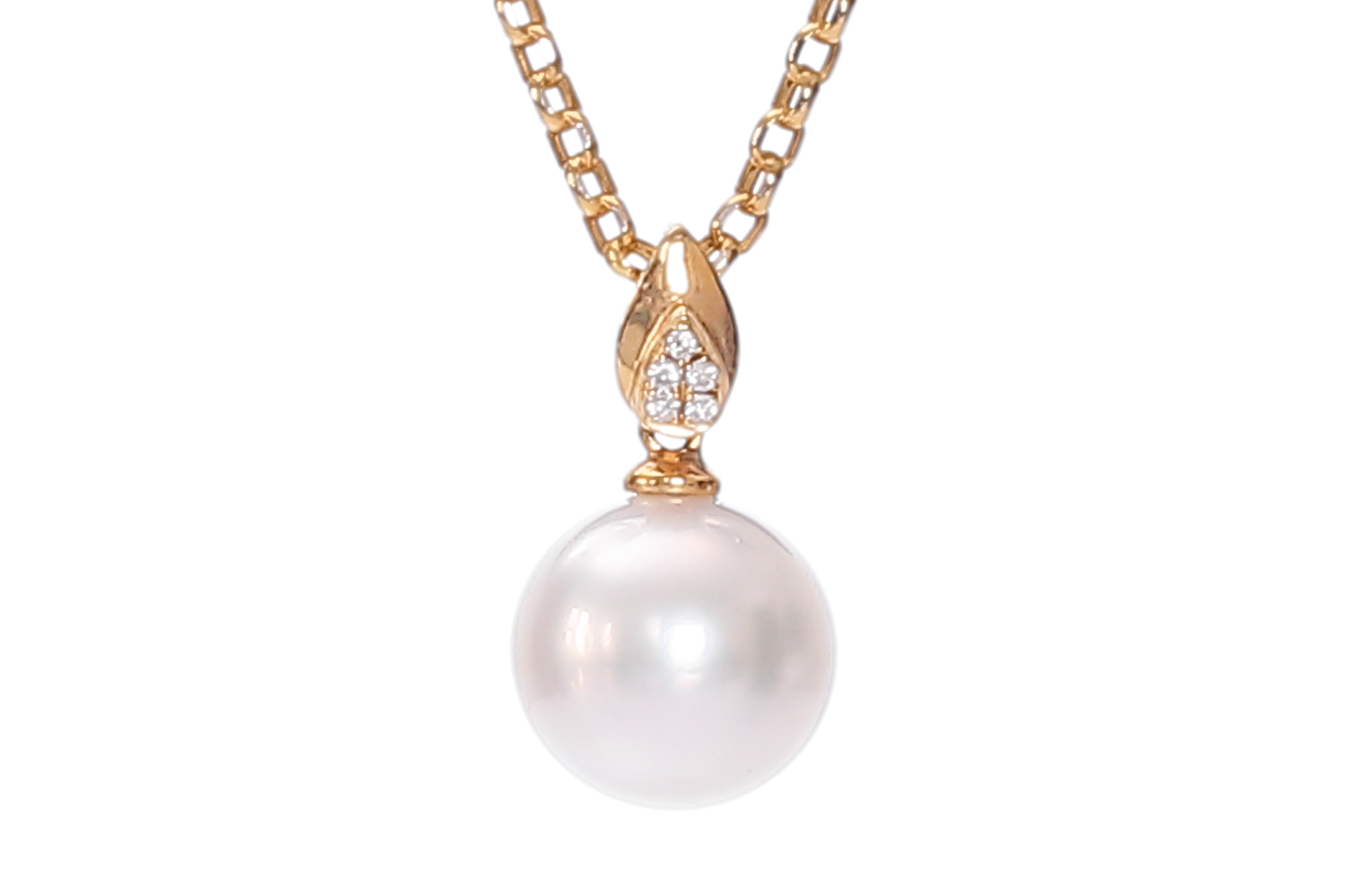 Große Südseeperle in Gold und Diamanten 11–12 mm