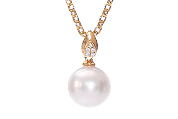Große Südseeperle in Gold und Diamanten 11–12 mm