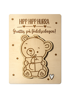 Björnkort "Hipp hipp hurra!"