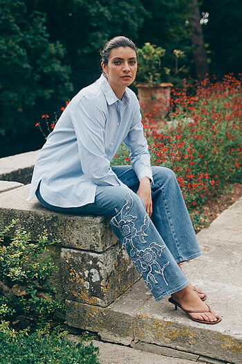 Mos Mosh - MMRelee Blossom Jeans Light Blue 32 tums längd