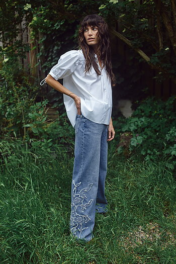 Mos Mosh - MMRelee Blossom Jeans Light Blue 32 tums längd