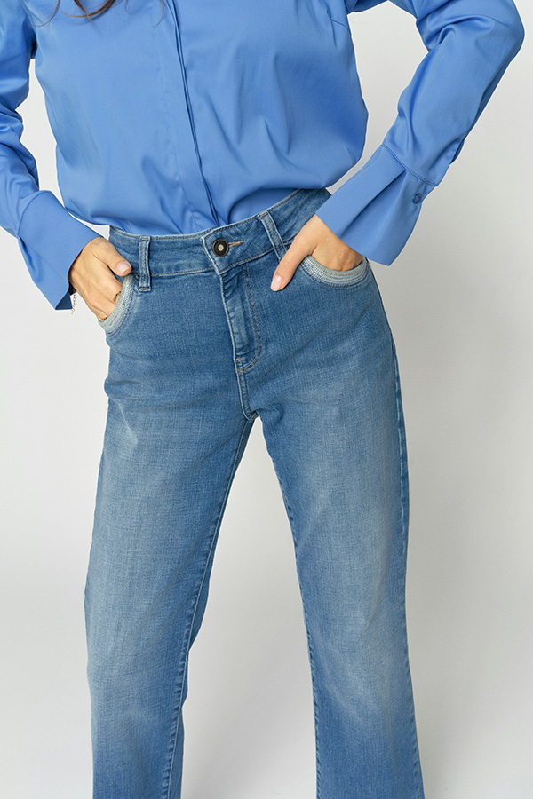 Mos Mosh - MMCecilia Perla Jeans Mid Blue 30 tums benlängd - 4
