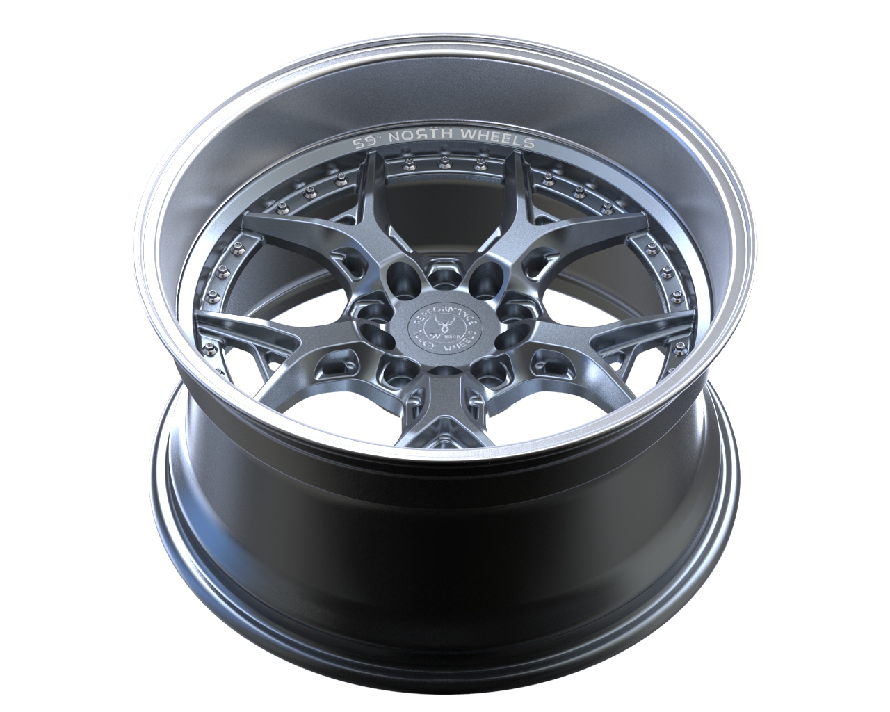 59°North Wheels D-014 9,75x18" ET -5 5x114,3/5x120 gunmetal/polished lip - 3