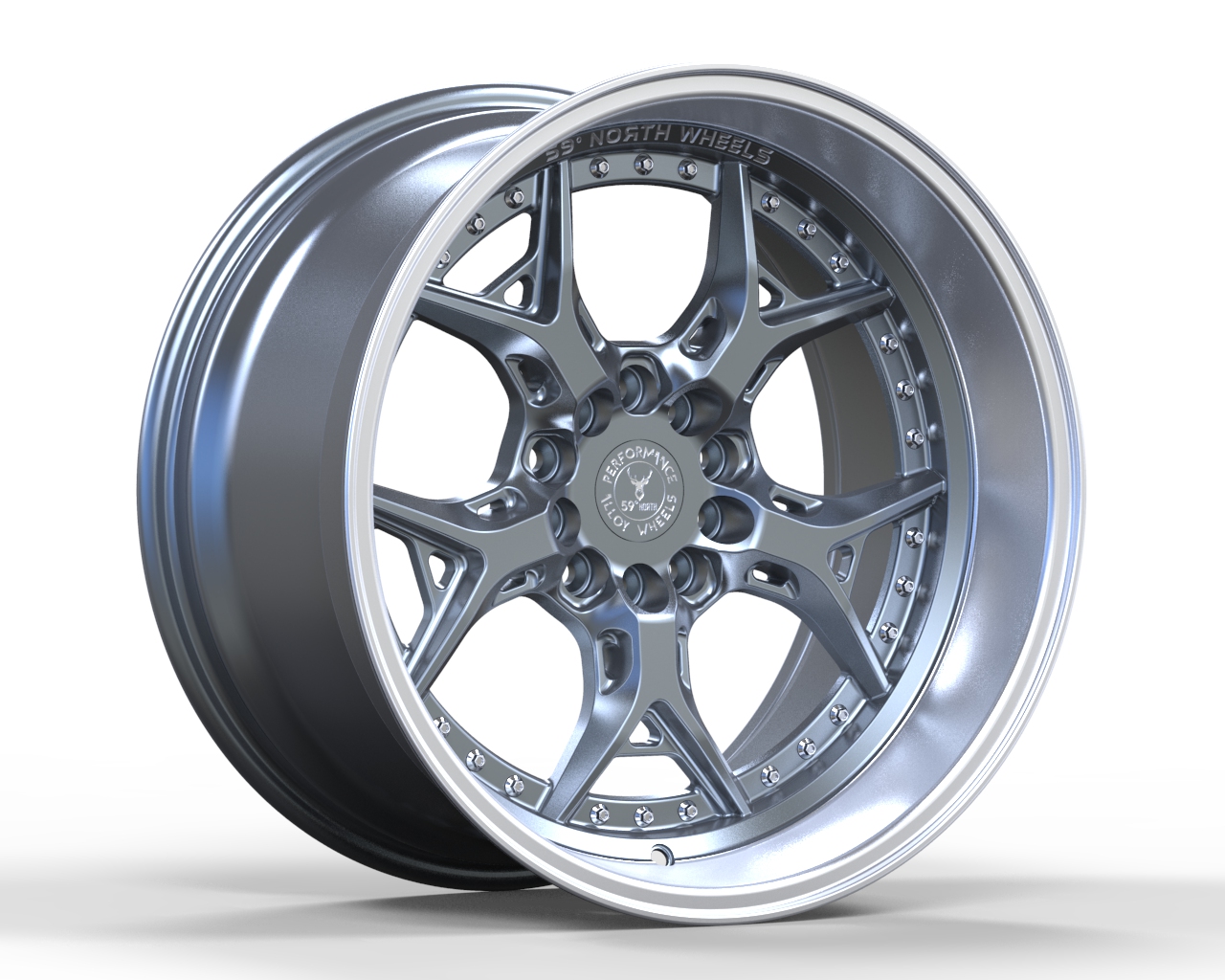 59°North Wheels D-014 9,75x18" ET -5 5x114,3/5x120 gunmetal/polished lip