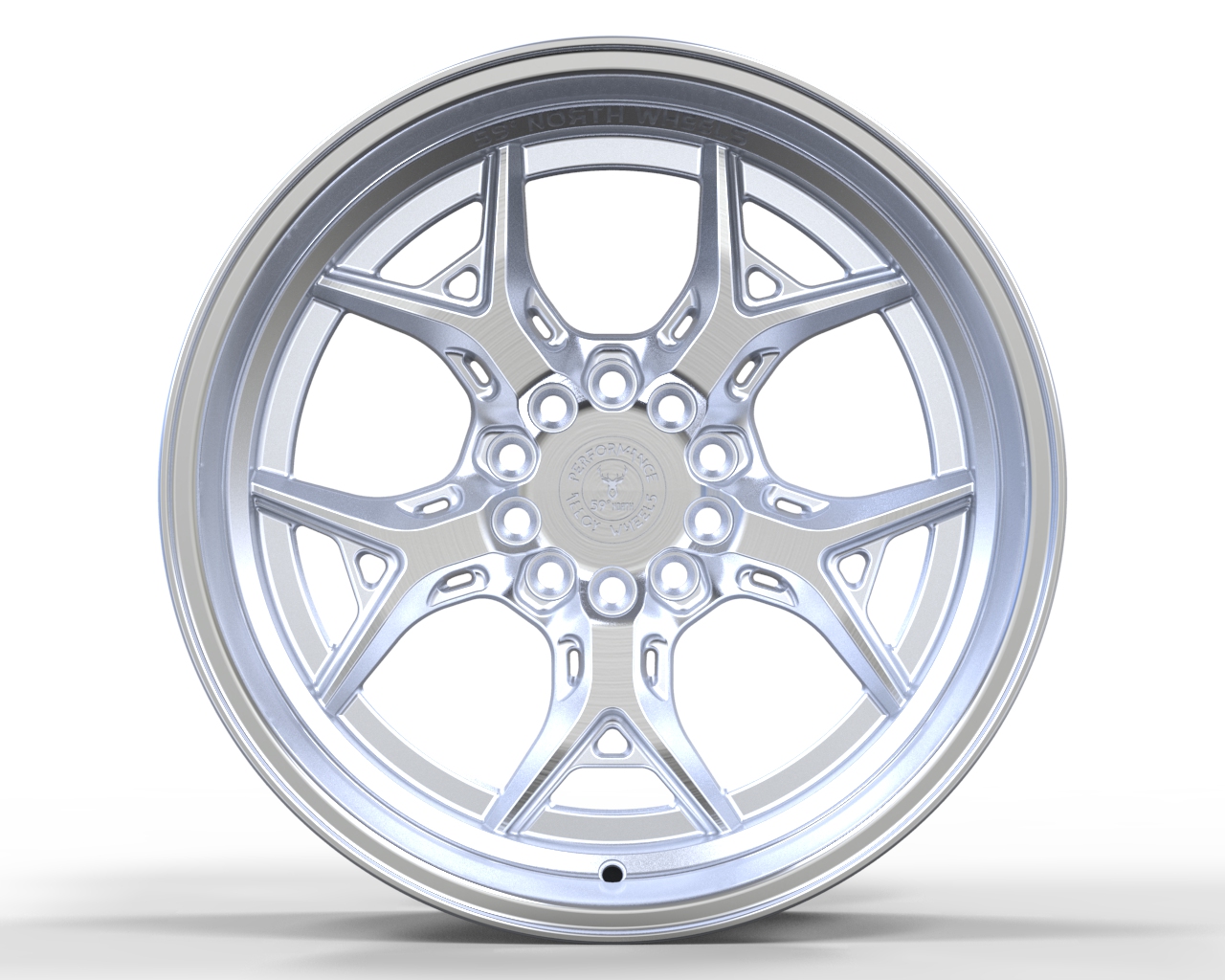 59°North Wheels D-014 9,75x18" ET -5 5x114,3/5x120 brushed silver/polished lip - 2