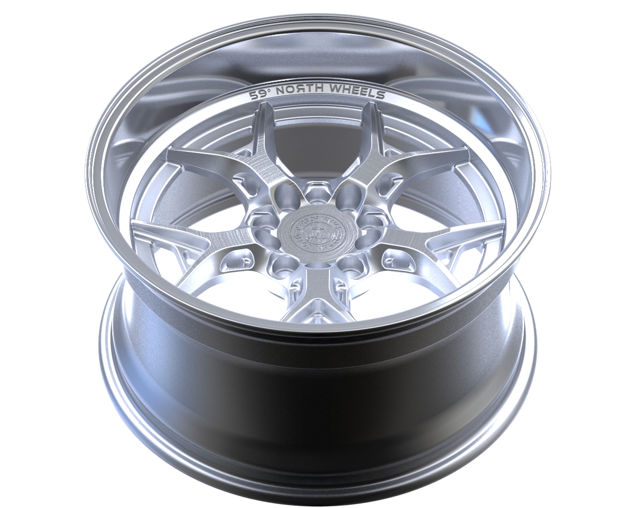 59°North Wheels D-014 9,75x18" ET -5 5x114,3/5x120 brushed silver/polished lip - 3