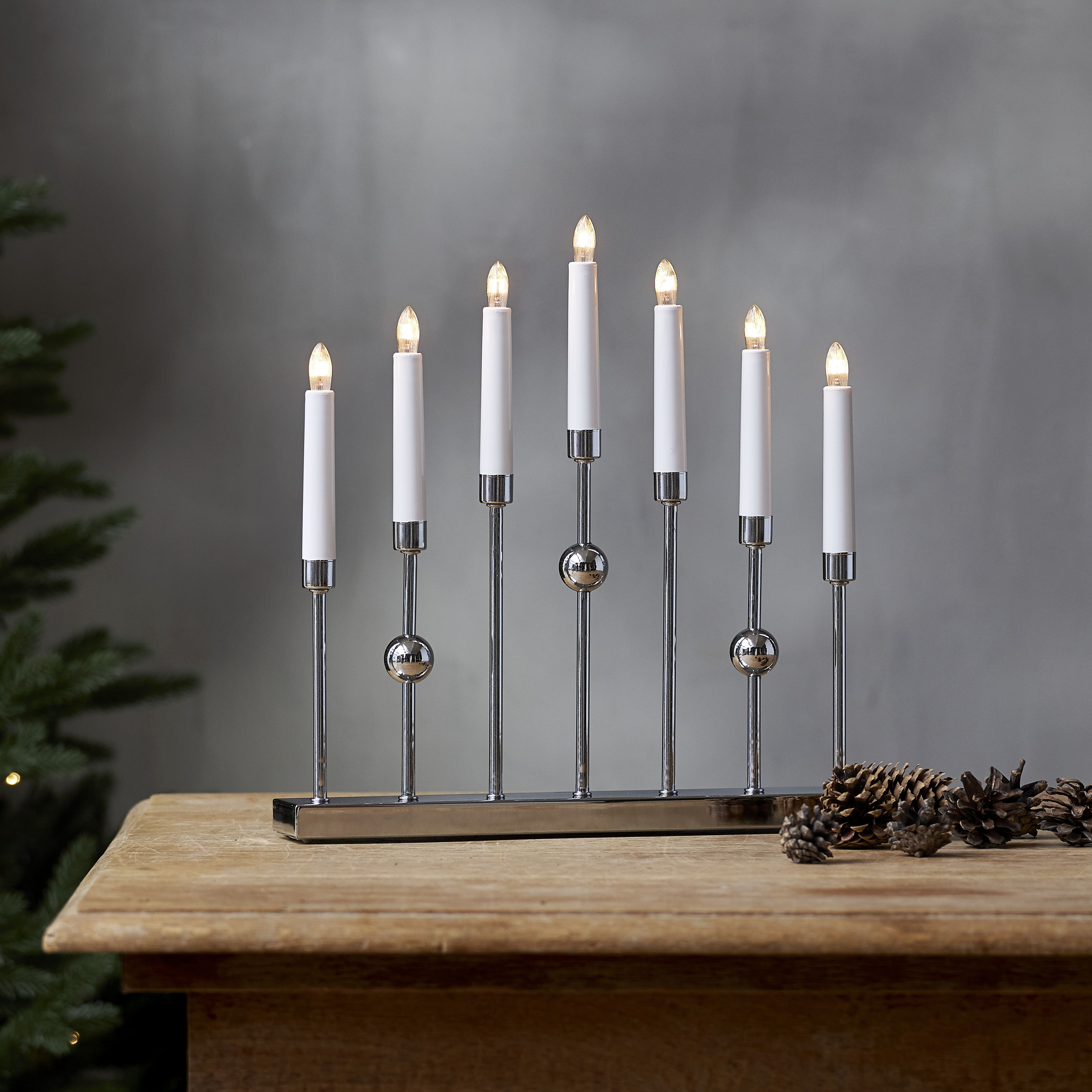 Candlestick Gustavo - 37x37 cm - Chrome
