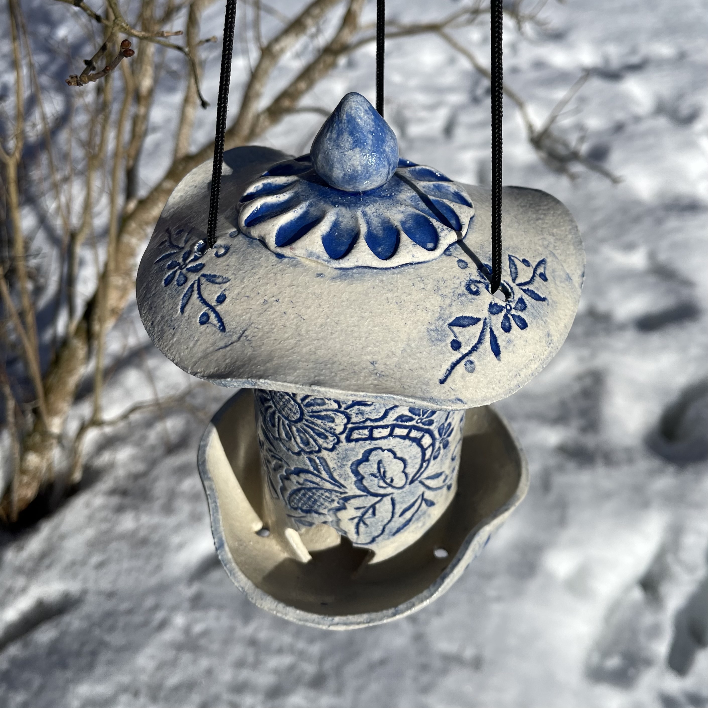Fuglemater Broderi Mønster Blå - 7