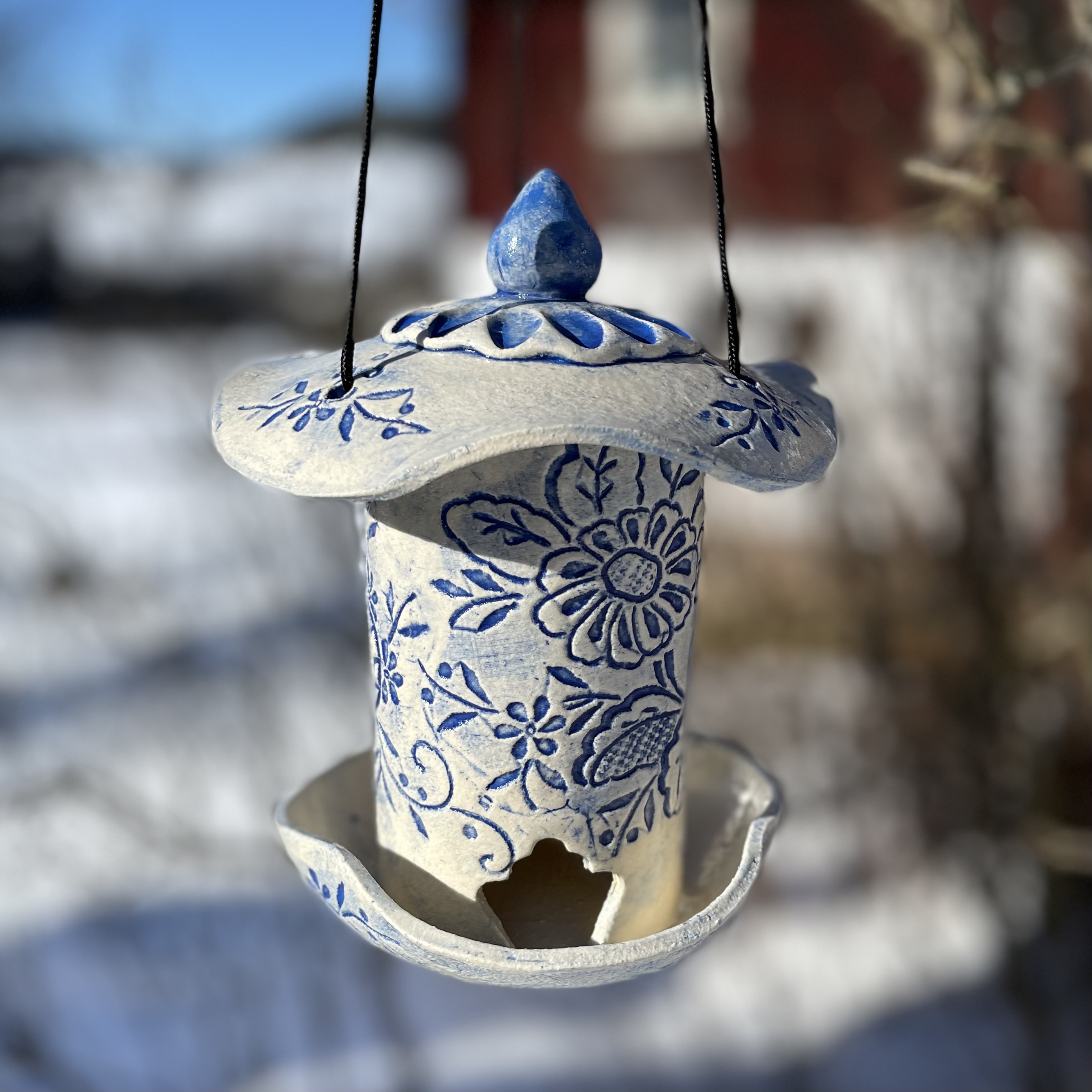 Fuglemater Broderi Mønster Blå - 3