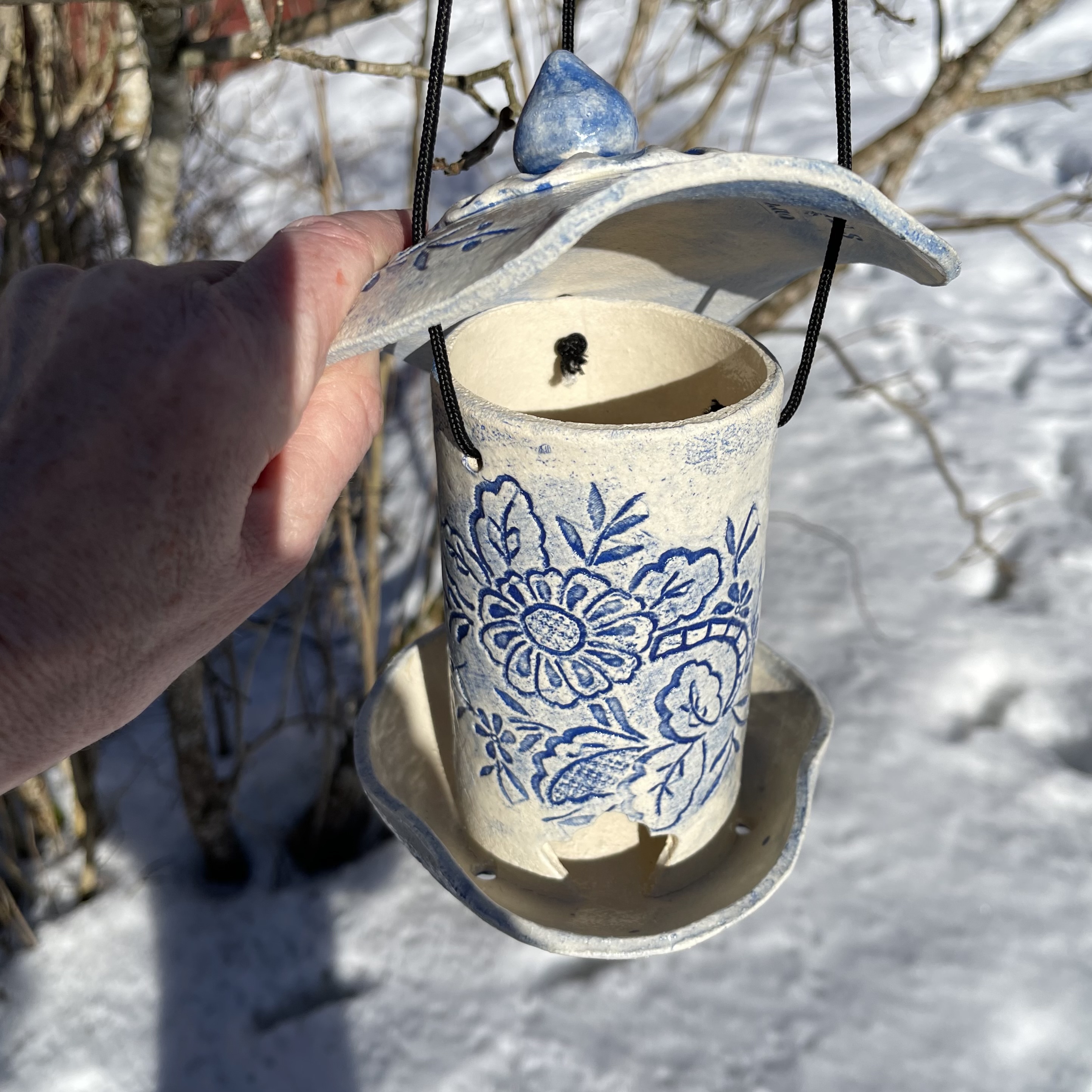 Fuglemater Broderi Mønster Blå - 9