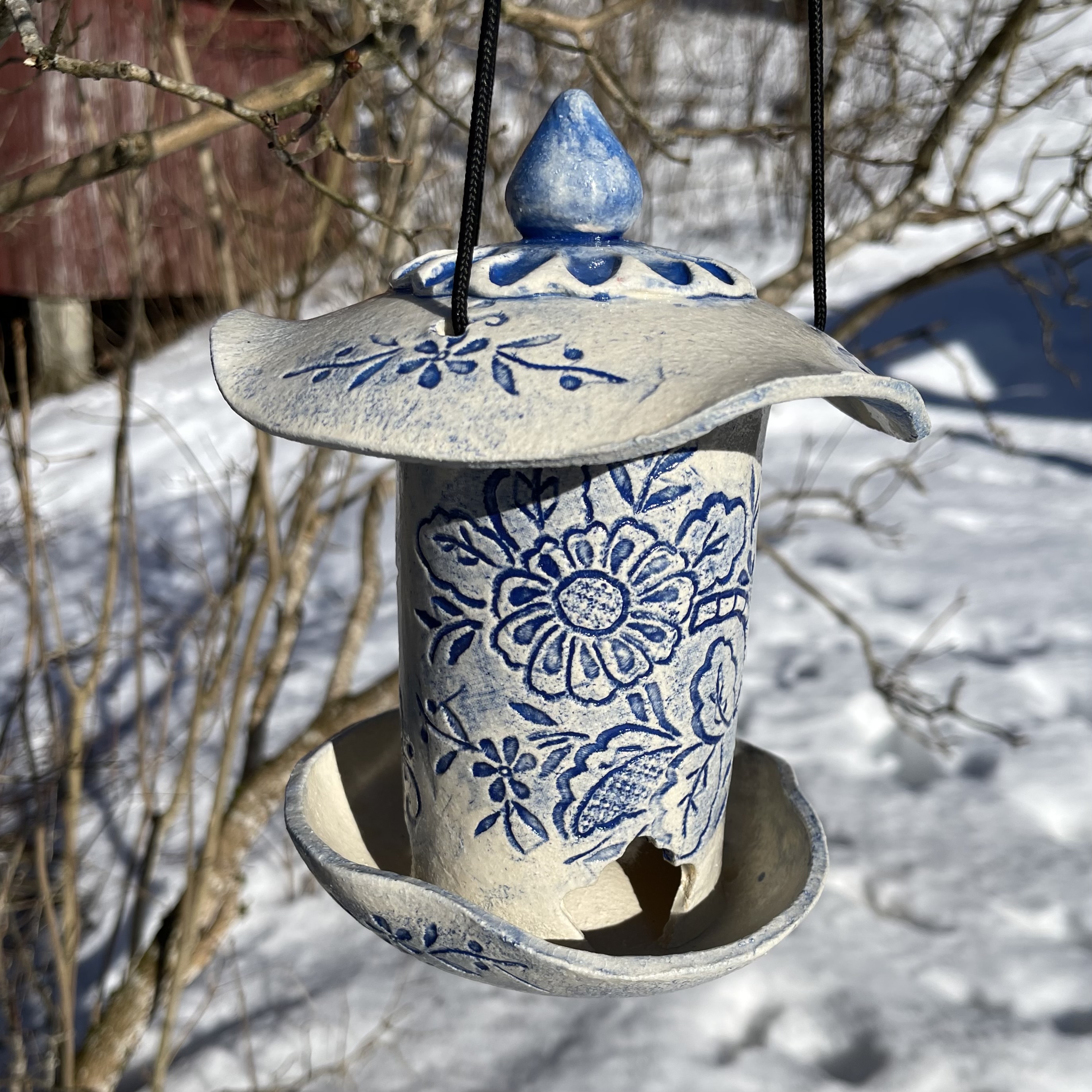 Fuglemater Broderi Mønster Blå