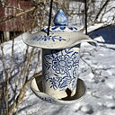 Fuglemater Broderi Mønster Blå