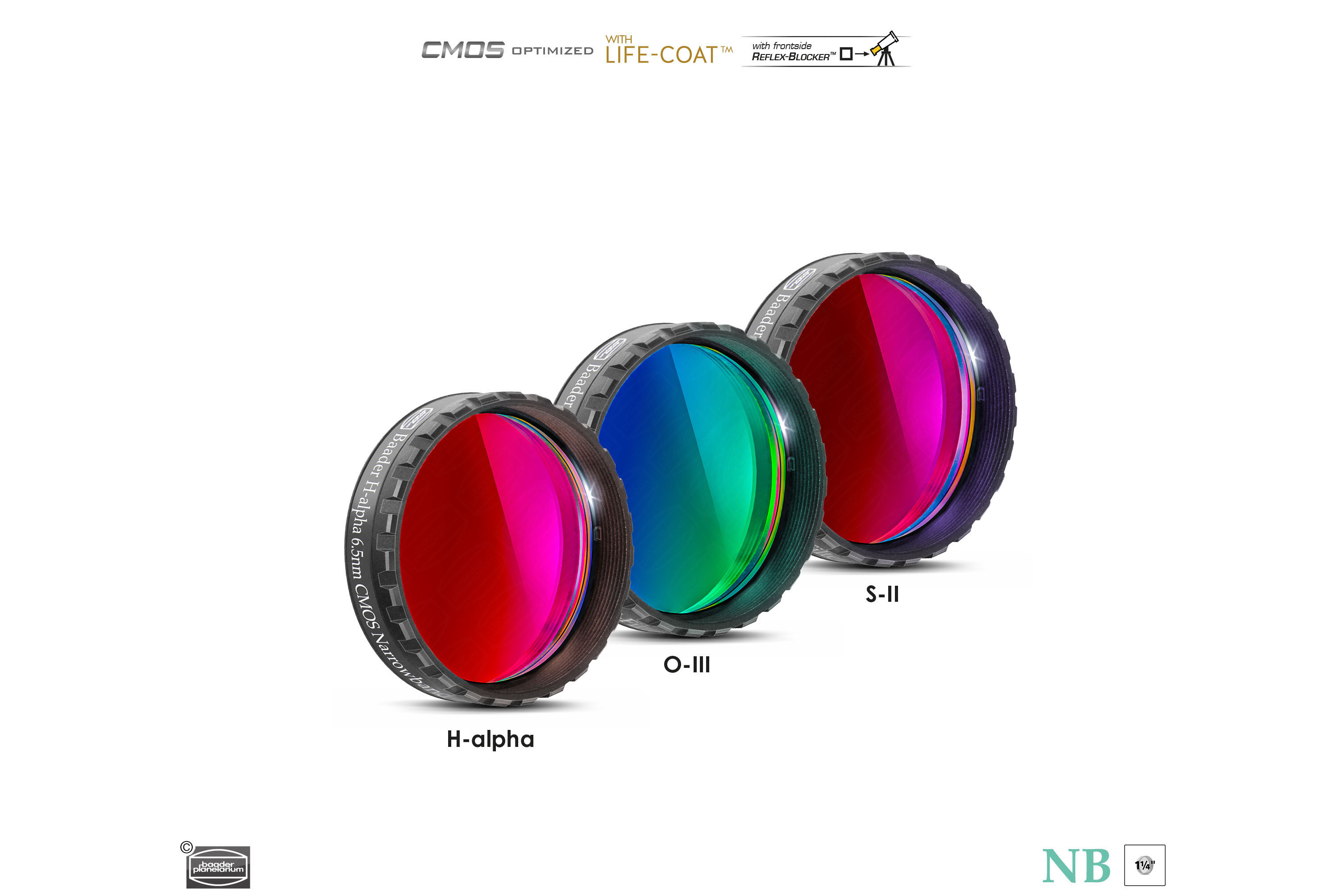 BAADER-PLANETARIUM SMALBANDSFILTER-SET - 6,5 NM / H-ALFA, O-III, S-II