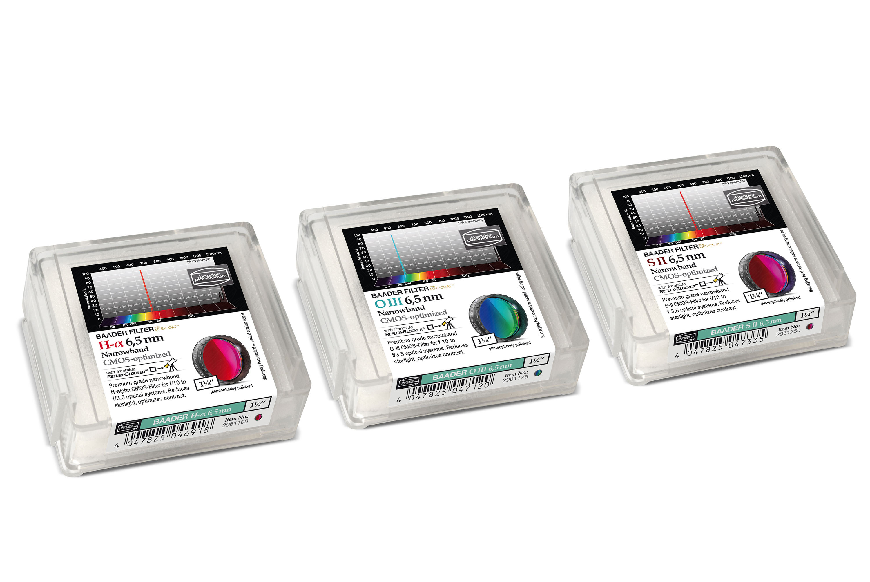 BAADER-PLANETARIUM SMALBANDSFILTER-SET - 6,5 NM / H-ALFA, O-III, S-II - 3