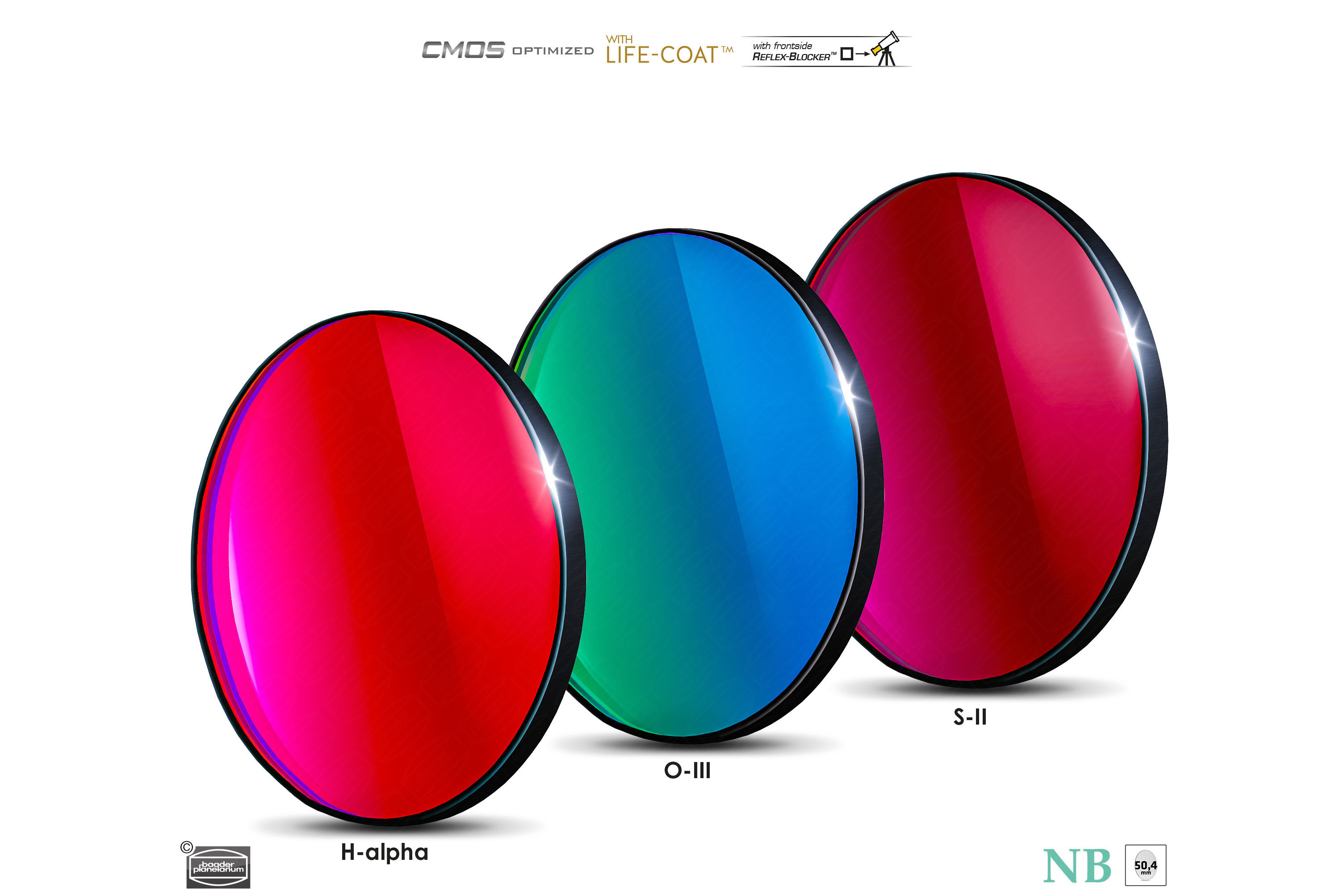 BAADER-PLANETARIUM SMALBANDSFILTER-SET - 6,5 NM / H-ALFA, O-III, S-II - 7