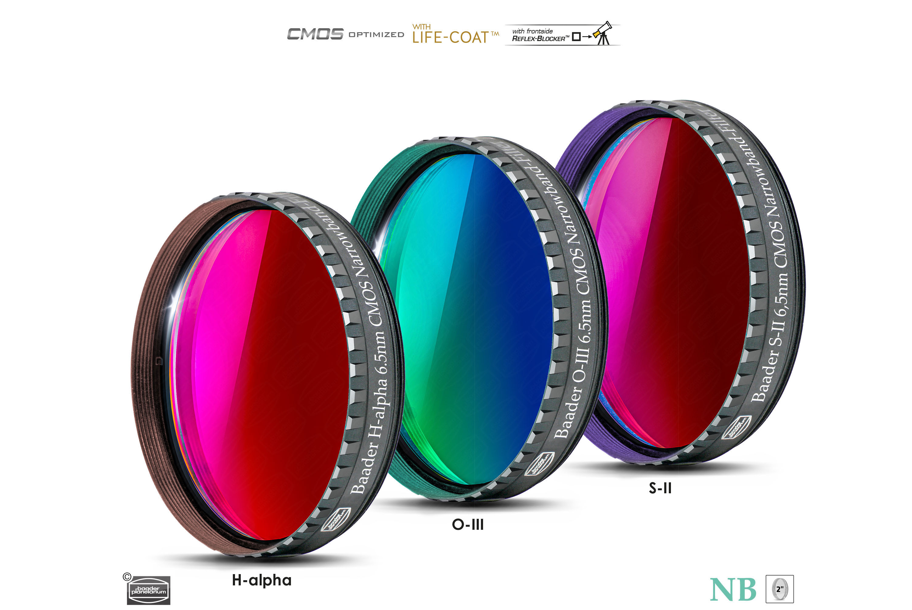 BAADER-PLANETARIUM SMALBANDSFILTER-SET - 6,5 NM / H-ALFA, O-III, S-II - 6