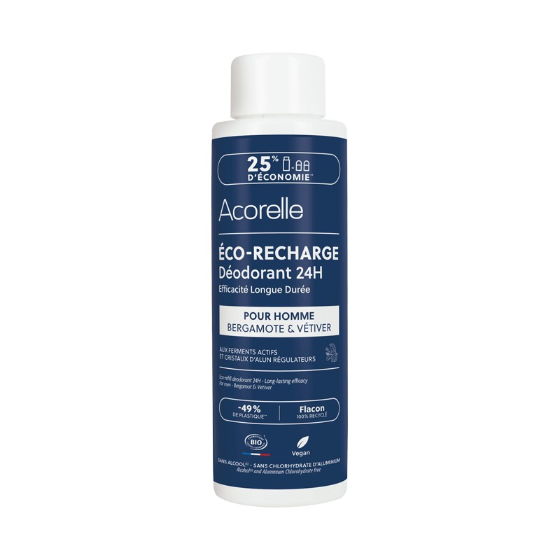 Acorelle 24h Long Lasting ECO-REFILL Deodorant for Men - Bergamot & Vetiver 100ml