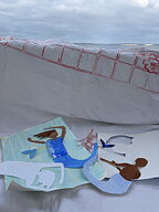 Collage "Sjöjungfrusagan" av Maria C Bernhardsson. Orginal med ram. 56cm x76cm