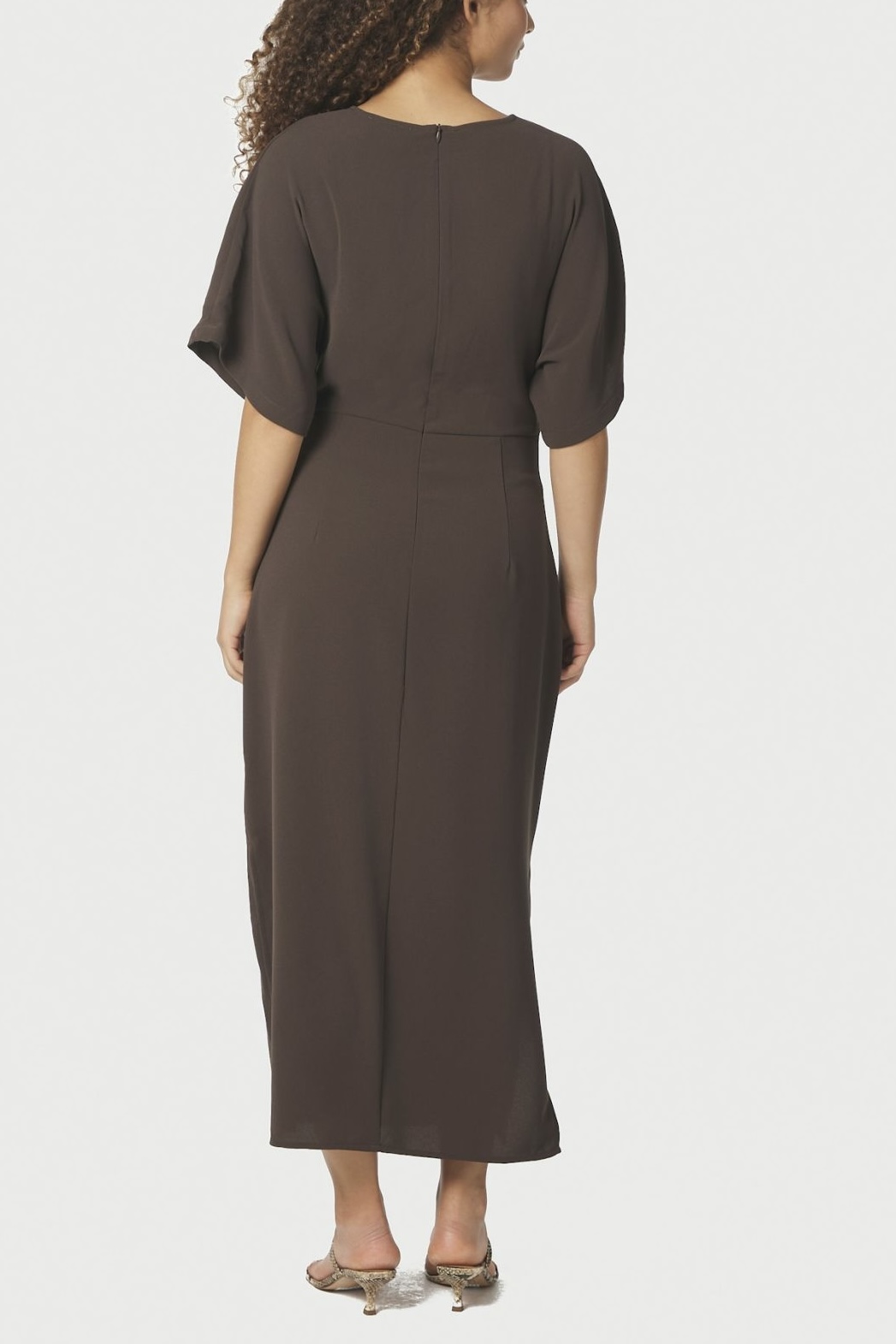 Neo Noir  - Miloine Drape Dress Dark Brown - 2