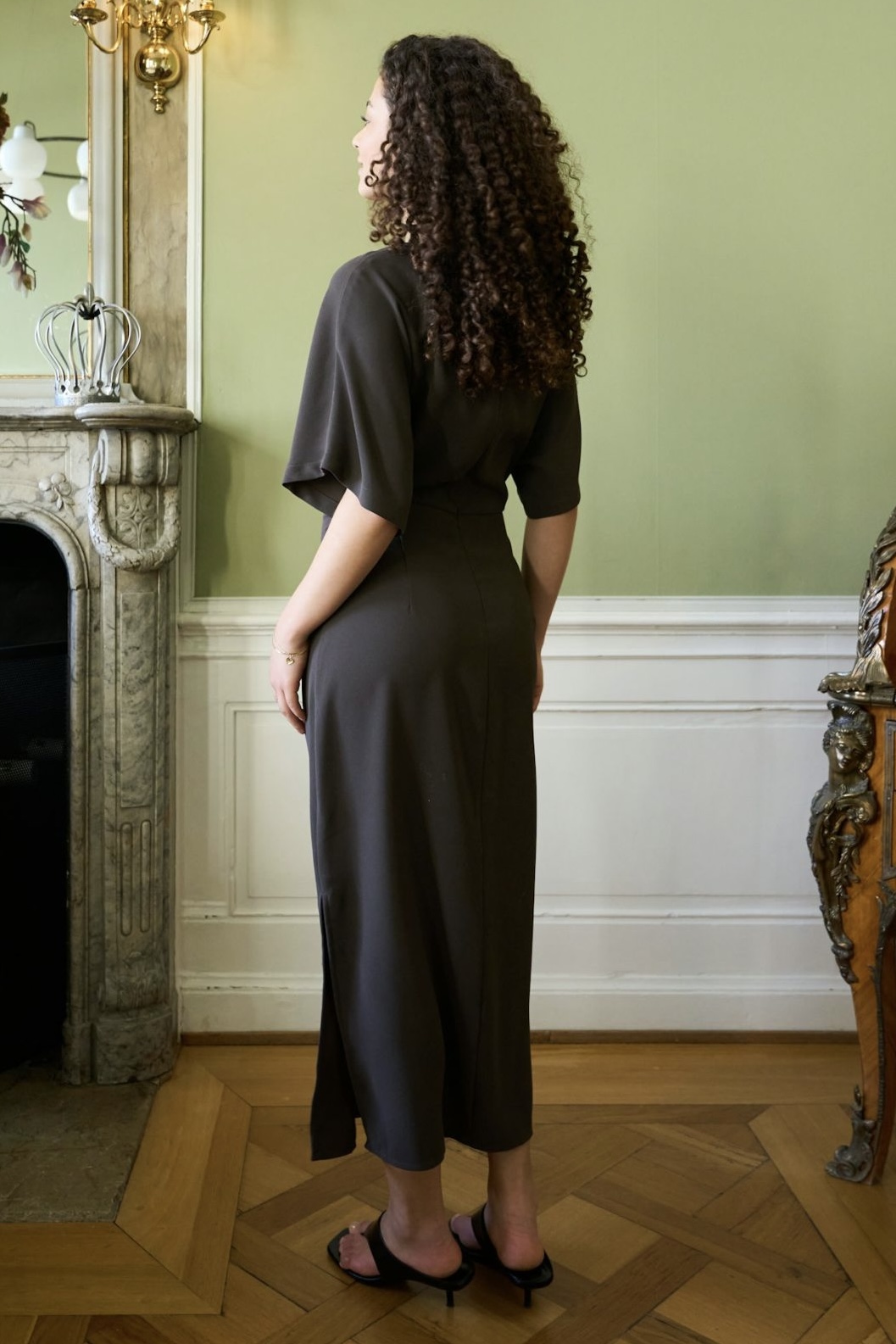 Neo Noir  - Miloine Drape Dress Dark Brown - 7