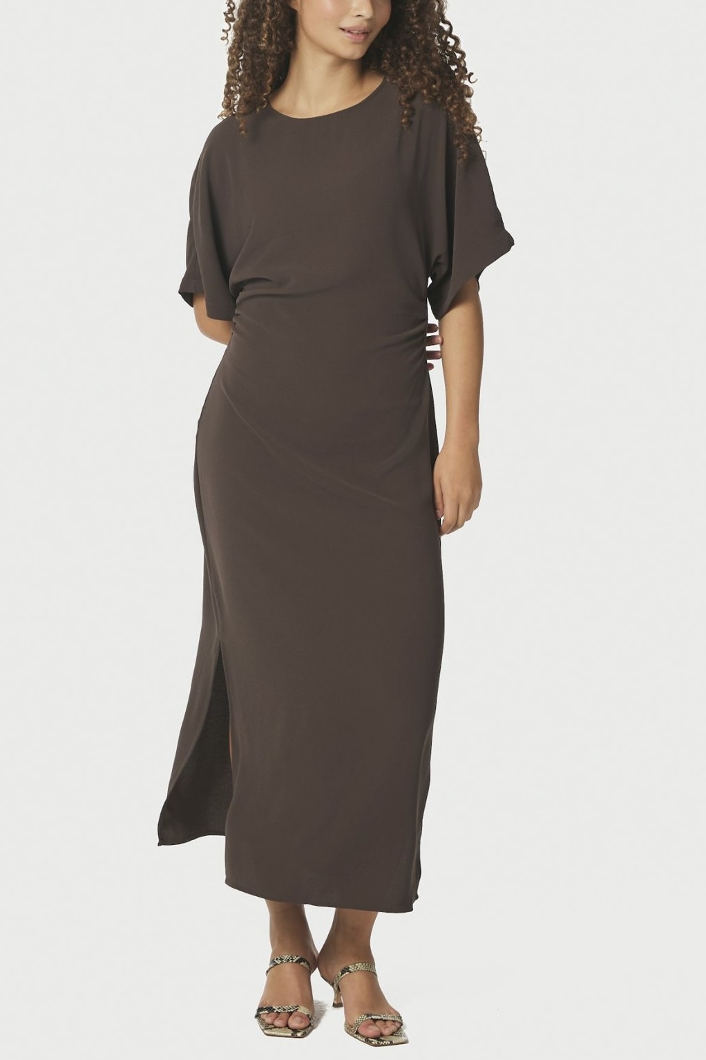 Neo Noir  - Miloine Drape Dress Dark Brown
