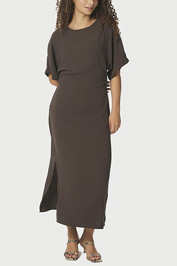Neo Noir  - Miloine Drape Dress Dark Brown