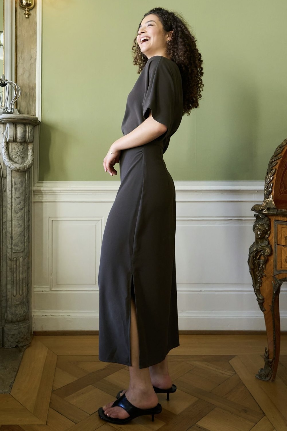 Neo Noir  - Miloine Drape Dress Dark Brown - 8