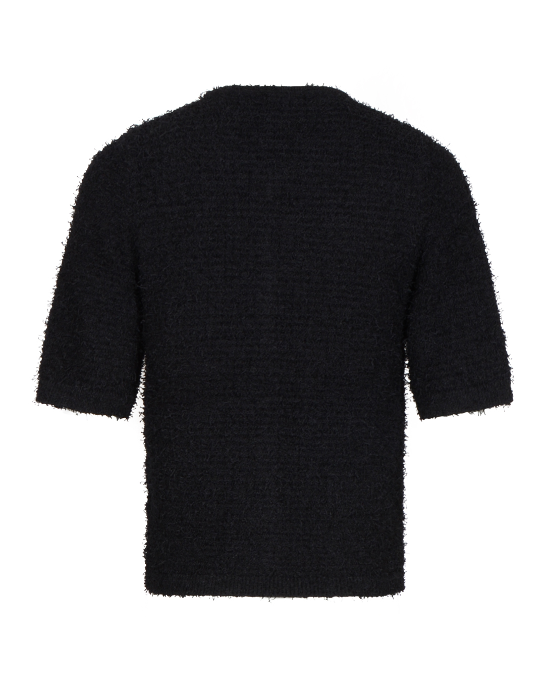 Kofta kort ärm fransig boucle svart - 2