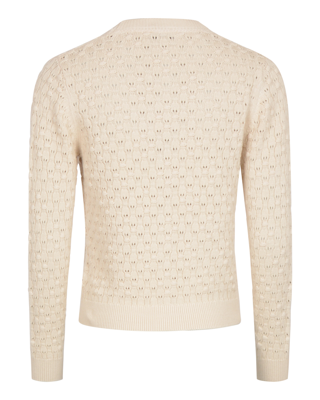 Bomullskofta v-ringad mönsterstickad beige - 2
