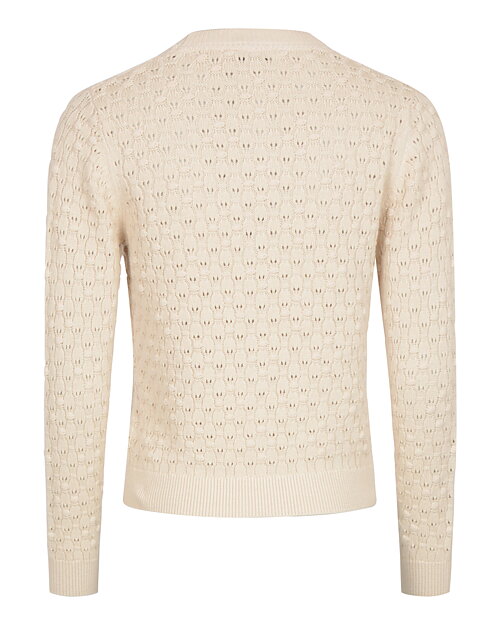Bomullskofta v-ringad mönsterstickad beige - 2
