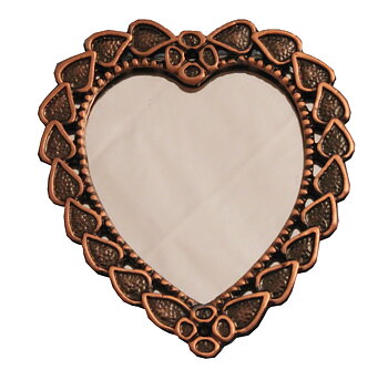 Heart-shaped brass mirror