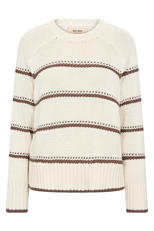 MMRola Bine LS V-neck Stripe Crewneck Knit Coffée Quartz - 3