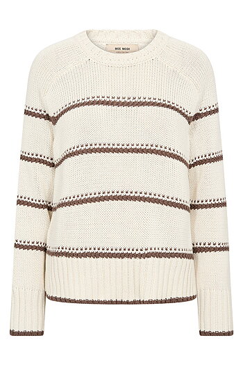 MMRola Bine LS V-neck Stripe Crewneck Knit Coffée Quartz