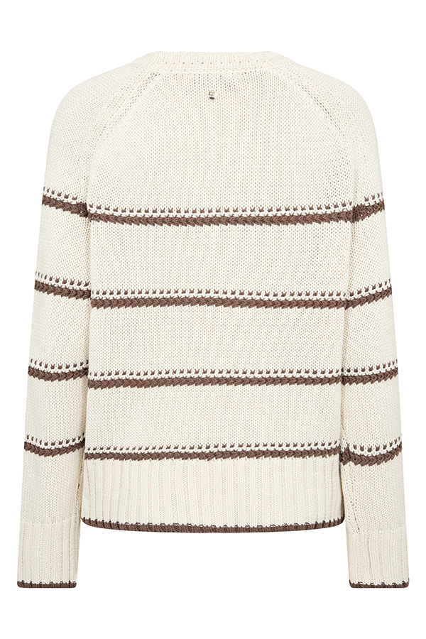 MMRola Bine LS V-neck Stripe Crewneck Knit Coffée Quartz - 4